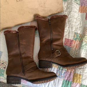 Born Goji Brown Shearling Boots.